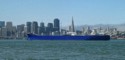 A tanker goes past San Francisco
